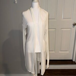 White Viscose Knit Long Open Cardigan Size Medium NWOT Joan Vass Easter Duster